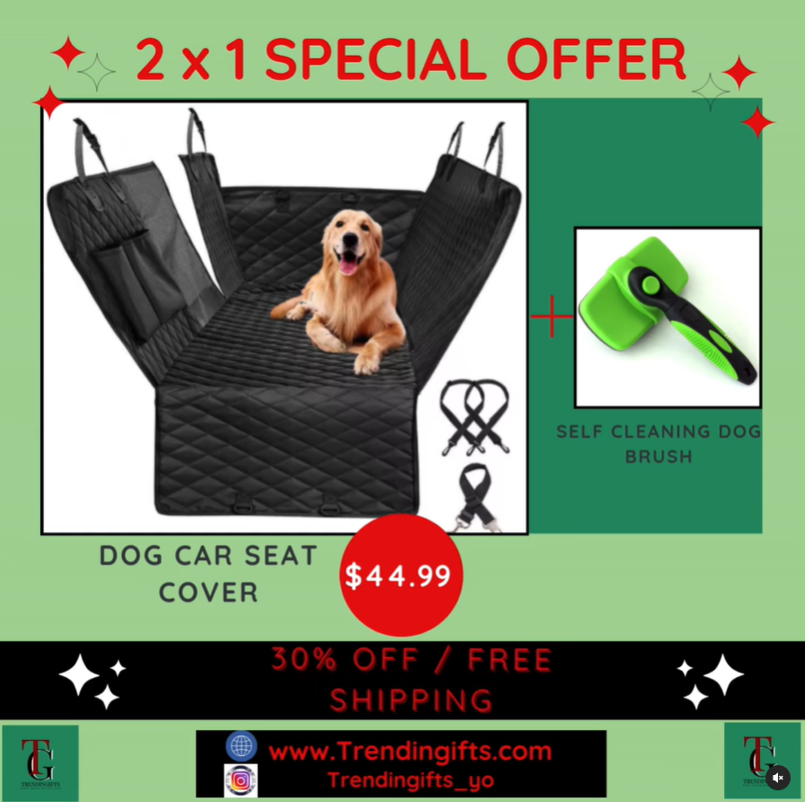 Dog Car Seat Cover +Self Cleaning Dog Brush