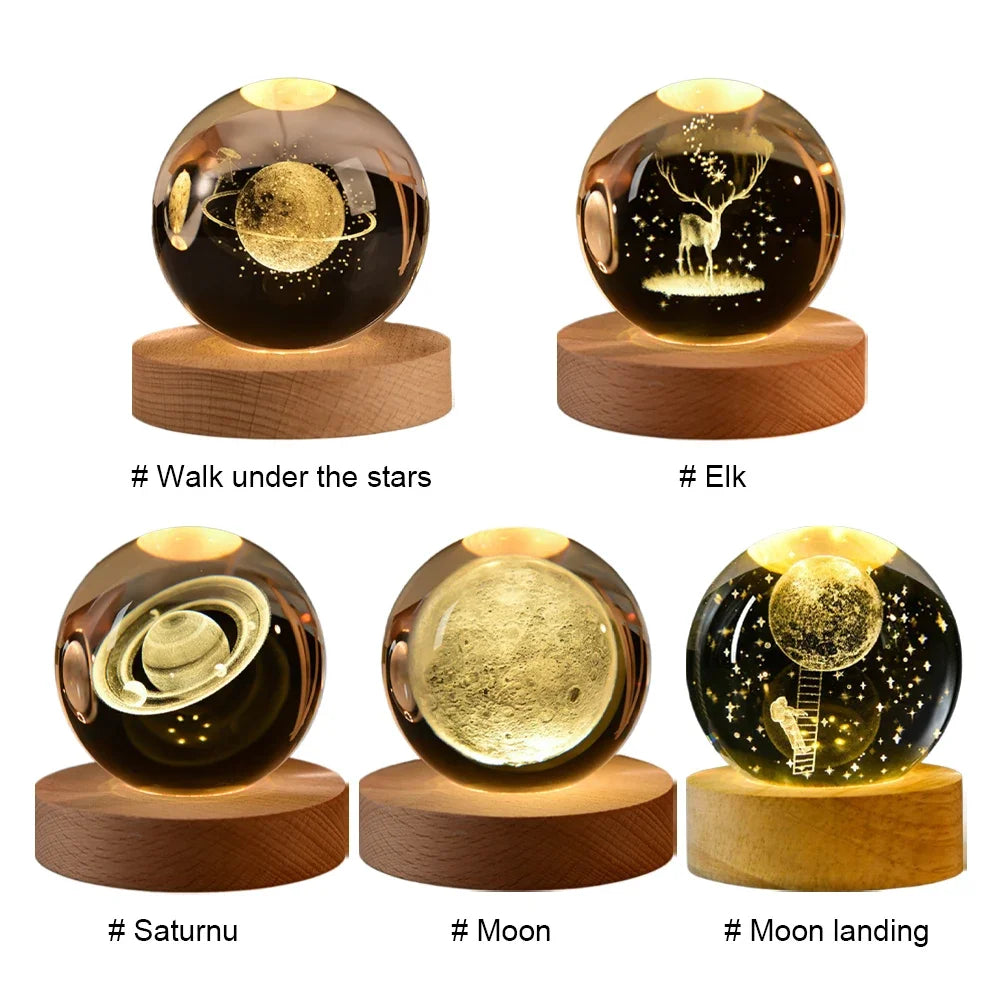 Crystal ball Crystal Planet Night Light Laser Engraved Solar System Globe Astronomy