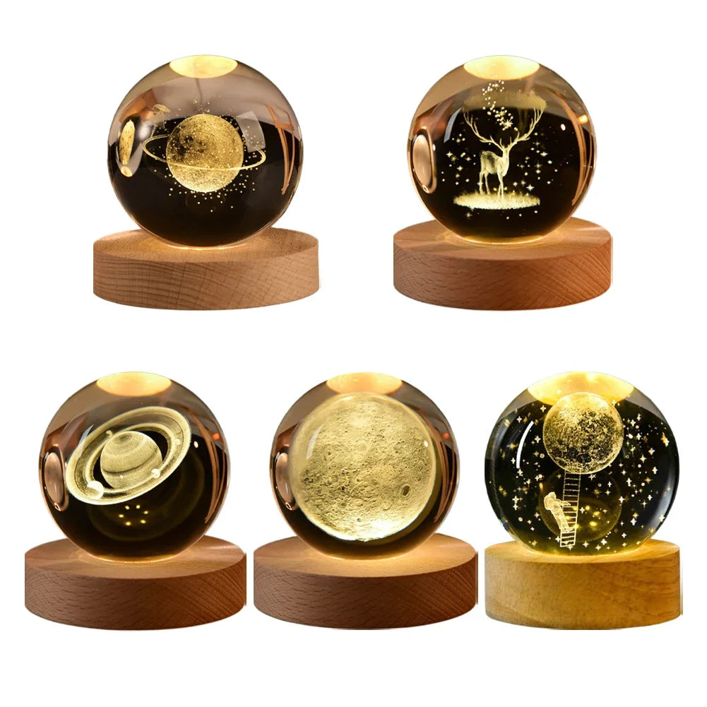 Crystal ball Crystal Planet Night Light Laser Engraved Solar System Globe Astronomy